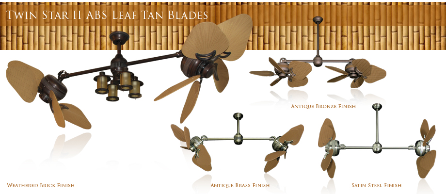 35 Inch Double Twin Star Tropical Ceiling Fan With Abs