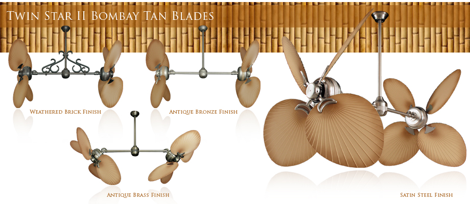 50 Inch Double Twin Star Outdoor Ceiling Fan With Ay Orb Blades Double Ceiling Fan With Plastic Abs Weathered Brick Blades