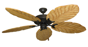 Outdoor Tropical Raindance Ceiling Fan with Arbor100 Leaf Wood Blades - 58 inch sweep
