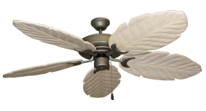 Tropical Leaf Raindance Ceiling Fan with 100 Arbor in Whitewash Finish