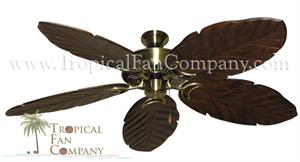 Tropical Ceiling Fan Riviera with Arbor 100 Dark Walnut Leaf Wood Blades - 58 inch