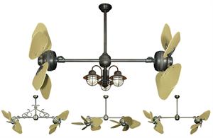 Twin Star dual outdoor ceiling fan with 35 inch abs plastic tan blades