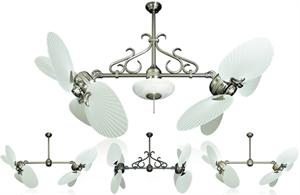 TwinStar II Double Ceiling Fan w/ 50 inch Bombay Outdoor Pure White Blades