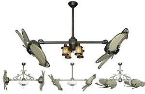 Dual Nautical Ceiling Fan with Khaki Canvas Blades in 32 inch span