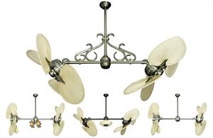 Twin Star II Double Ceiling Fan with 48 inch span natural palm blades
