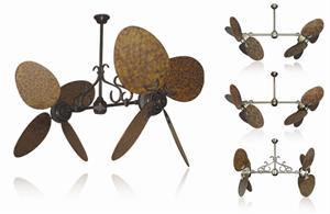 Twin Star Double Ceiling Fan with 50 inch Barcelona Wood Blades