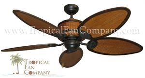 Cane Isle Tropical Ceiling Fan w/ 52 inch Rattan Blades