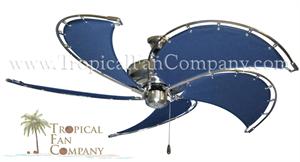 Nautical Ceiling Fan Brush Silver & Blue Blades