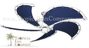 Nautical Ceiling Fan Pure White & Blue Blades