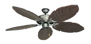 Raindance Satin Steel Tropical Ceiling Fan with Arbor 100 Dark Walnut Blades