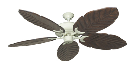 Raindance White Tropical Ceiling Fan with Arbor 100 Dark Walnut Blades