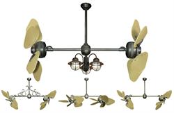 Twin Star dual outdoor ceiling fan with 35 inch abs plastic tan blades