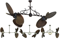 Twin Star Dual Fan with Arbor 950 Dark Walnut Blades - 50 inch Sweep