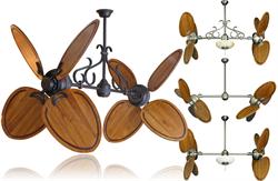 Twin Star Dual Fan with Arbor 950 Oak Blades - 50 inch Sweep