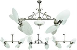 TwinStar II Double Ceiling Fan w/ 50 inch Bombay Outdoor Pure White Blades