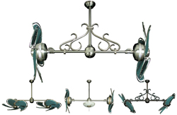 Dual Nautical Ceiling Fan with Green Canvas Blades in 32 inch span