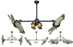 Dual Nautical Ceiling Fan with Khaki Canvas Blades in 32 inch span
