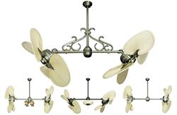 Twin Star II Double Ceiling Fan with 48 inch span natural palm blades