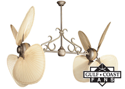 Twin Star II Double Ceiling Fan - Natural Palm Blades